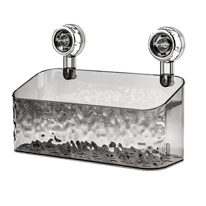 Textured clear acrylic suction cup bathroom shelf storage rack