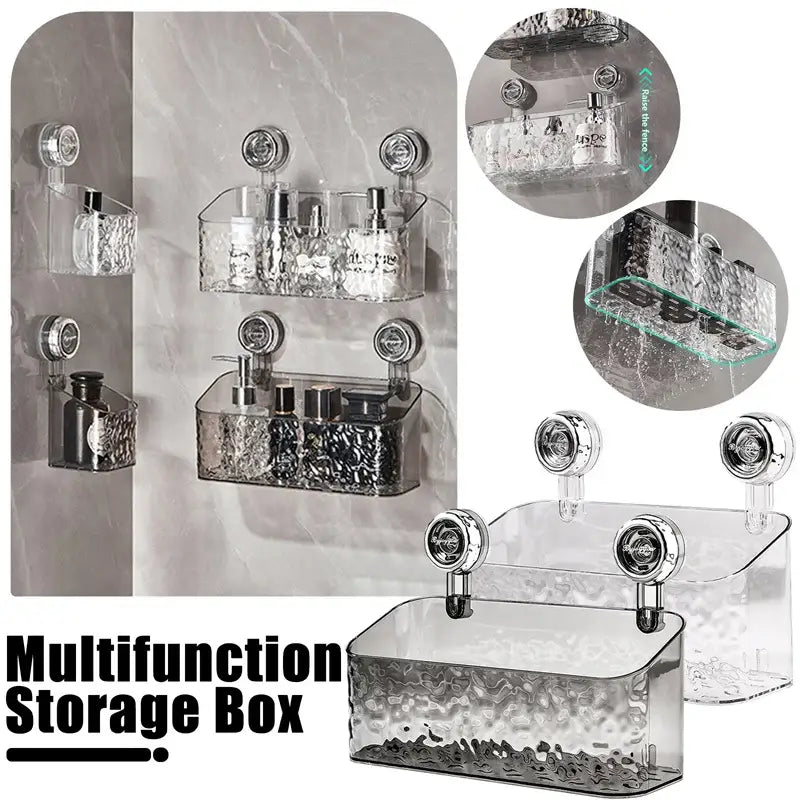 Textured clear acrylic suction cup bathroom shelf storage rack