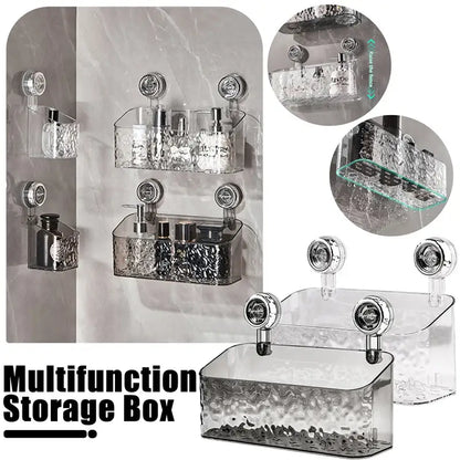 Textured clear acrylic suction cup bathroom shelf storage rack