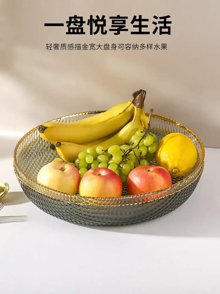 Textured clear & black glass fruit plate living room snack storage plate