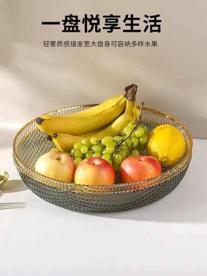 Textured clear & black glass fruit plate living room snack storage plate