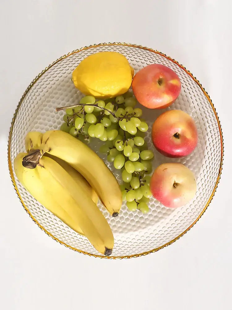 Textured clear & black glass fruit plate living room snack storage plate
