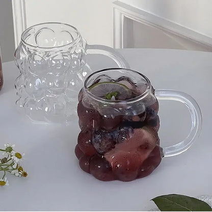 Textured clear glass drinking set with gold spoon for dining room