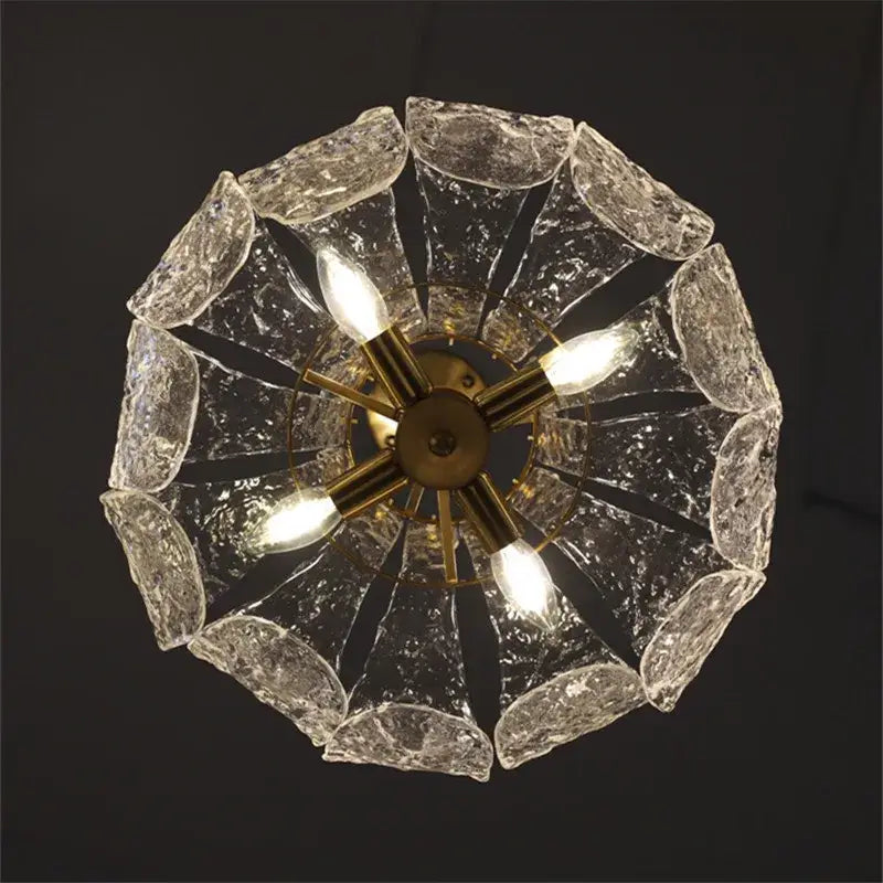 Textured clear glass french pendant chandelier for dining room