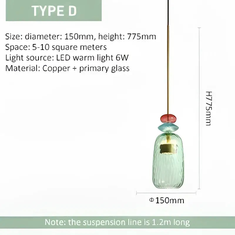 Textured colorful glass pendant lights kitchen dining room chandelier