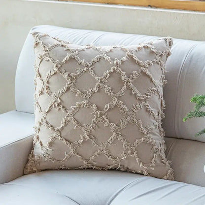 Textured cotton diamond cushion cover set mustard & orange living room