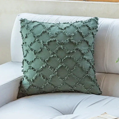 Textured cotton diamond cushion cover set mustard & orange living room