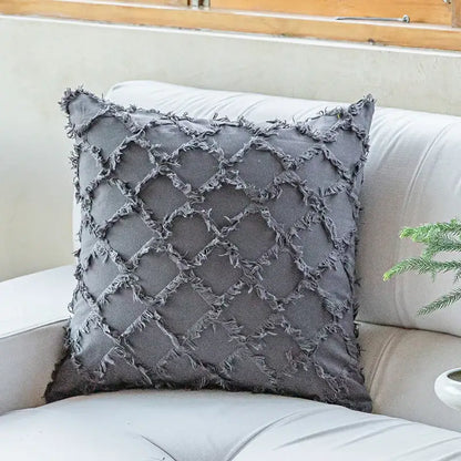 Textured cotton diamond cushion cover set mustard & orange living room