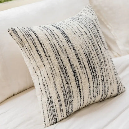 Textured cream & black comfort woolen pillow cover living room