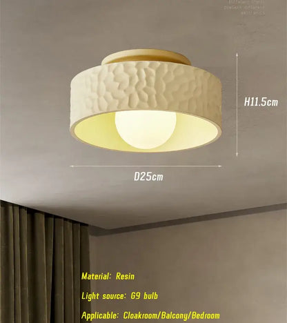 Textured cream ceiling light with gold trim for living room