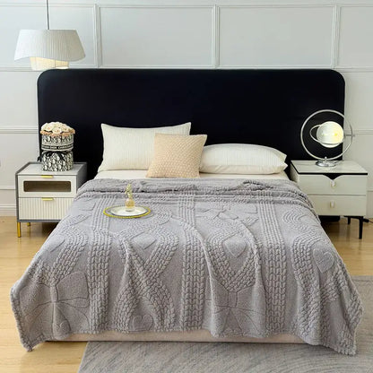 Textured cream jacquard sofa cover blanket for living room