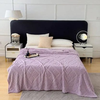 Textured cream jacquard sofa cover blanket for living room