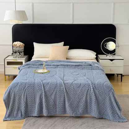 Textured cream jacquard sofa cover blanket for living room