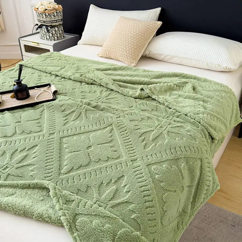 Textured cream jacquard sofa cover blanket for living room