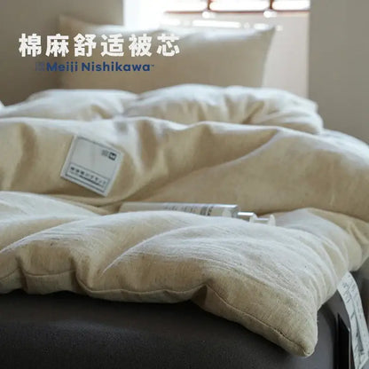 Textured cream linen cotton summer throws blanket bedroom decor