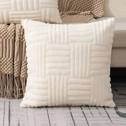 Textured cream woven geometric design cushion covers living room
