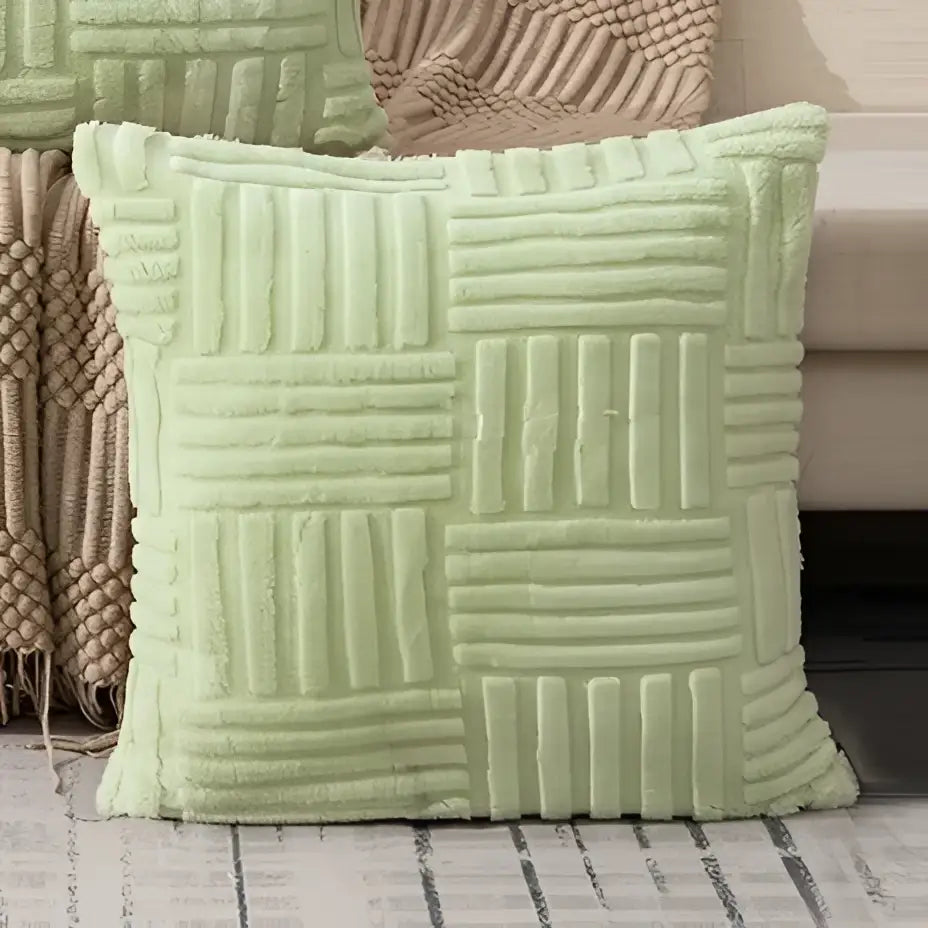 Textured cream woven geometric design cushion covers living room