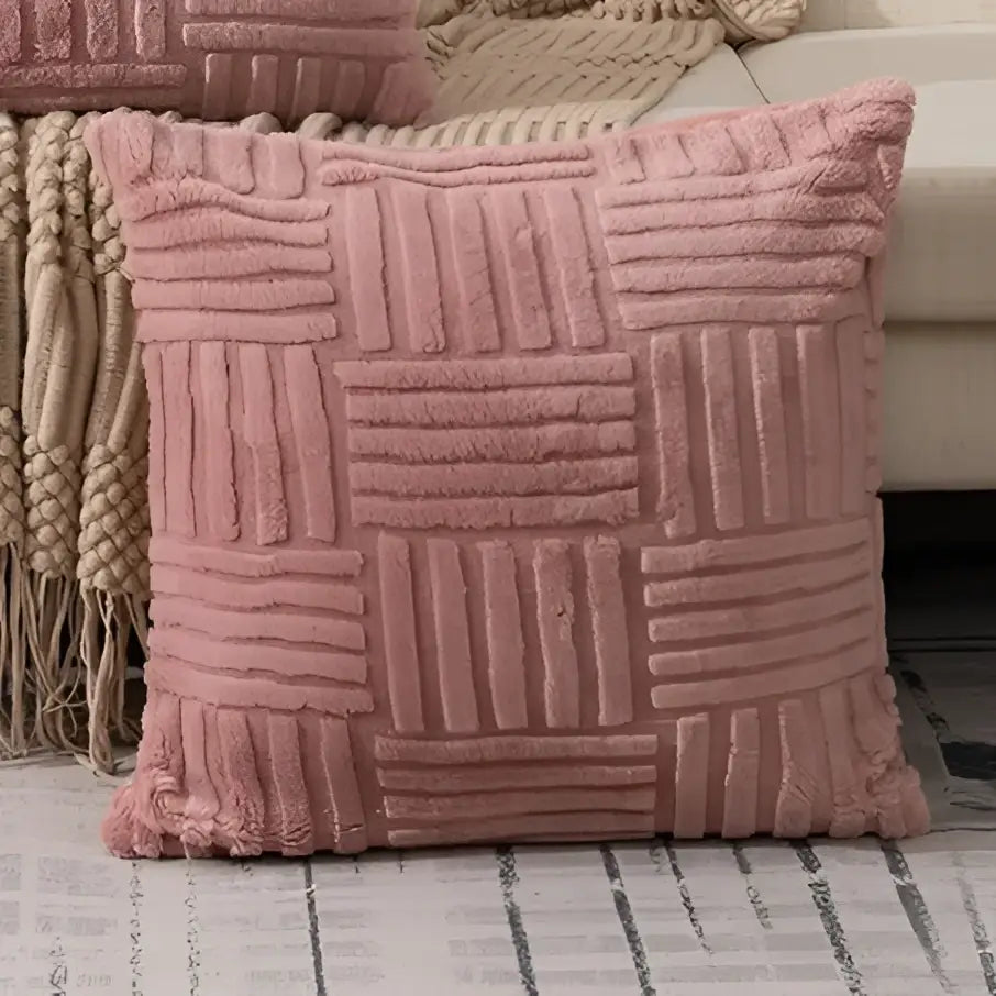 Textured cream woven geometric design cushion covers living room