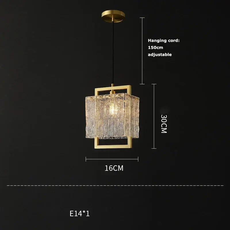 Textured crystal gold dimmable led copper glass chandelier living room