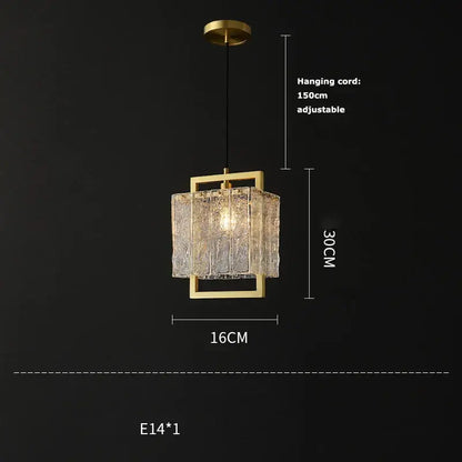 Textured crystal gold dimmable led copper glass chandelier living room