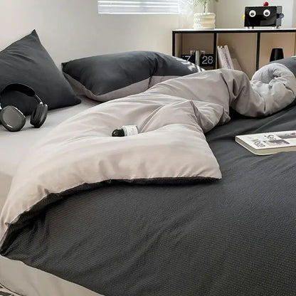 Textured dark gray & light gray bubble cotton quilt sets bedroom