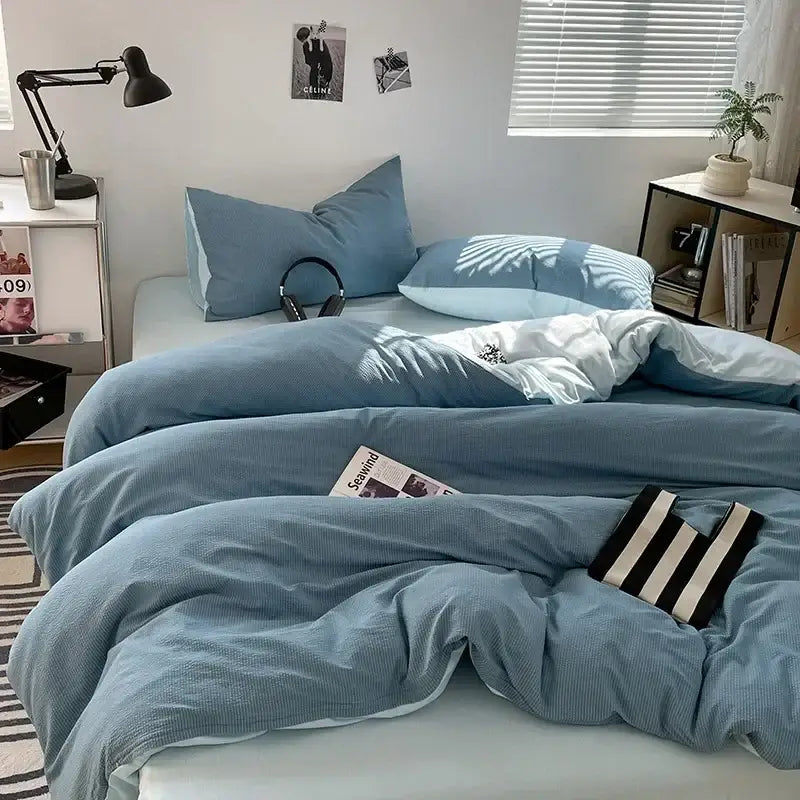 Textured dark gray & light gray bubble cotton quilt sets bedroom