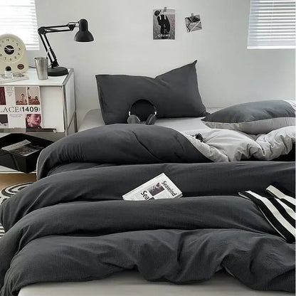 Textured dark gray & light gray bubble cotton quilt sets bedroom
