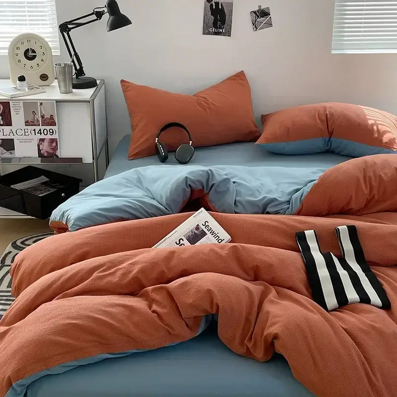 Textured dark gray & light gray bubble cotton quilt sets bedroom