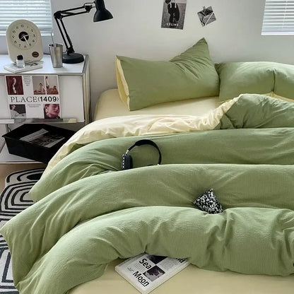 Textured dark gray & light gray bubble cotton quilt sets bedroom