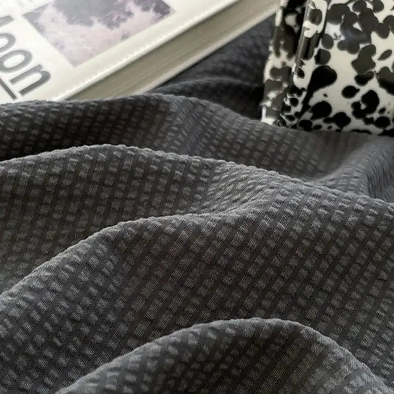 Textured dark gray & light gray bubble cotton quilt sets bedroom