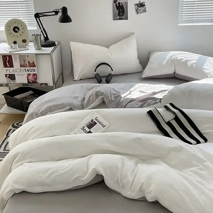Textured dark gray & light gray bubble cotton quilt sets bedroom