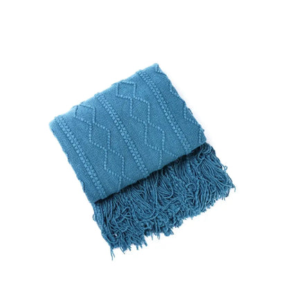 Textured diamond multi color knit throw blanket – living room cozy knit