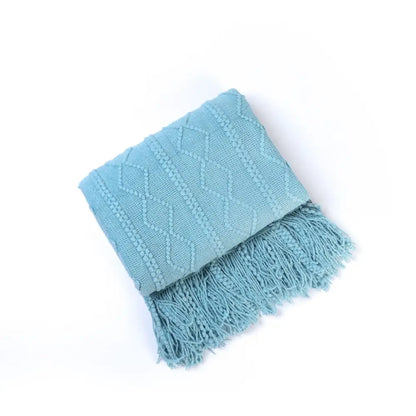 Textured diamond multi color knit throw blanket – living room cozy knit