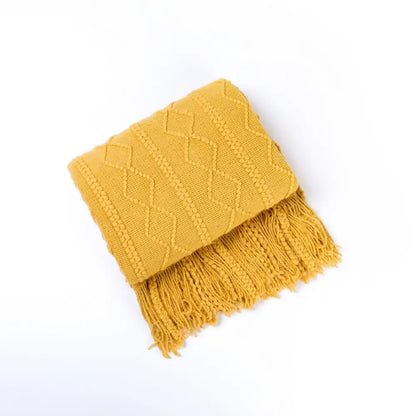 Textured diamond multi color knit throw blanket – living room cozy knit