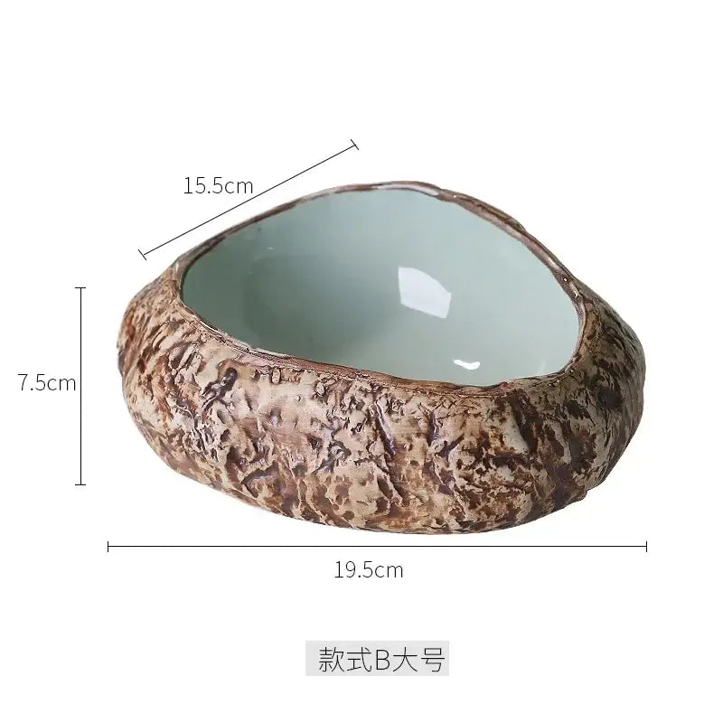 Textured earthy green ceramic dessert plate dining room