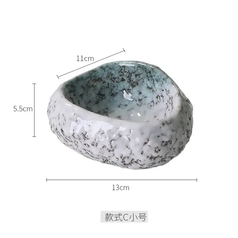 Textured earthy green ceramic dessert plate dining room