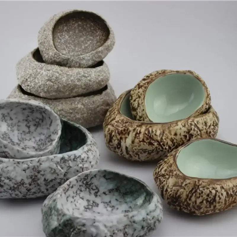Textured earthy green ceramic dessert plate dining room