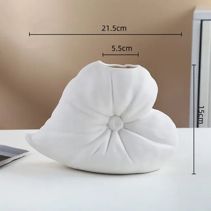 Textured fluffy heart vase white blue & black living room decor