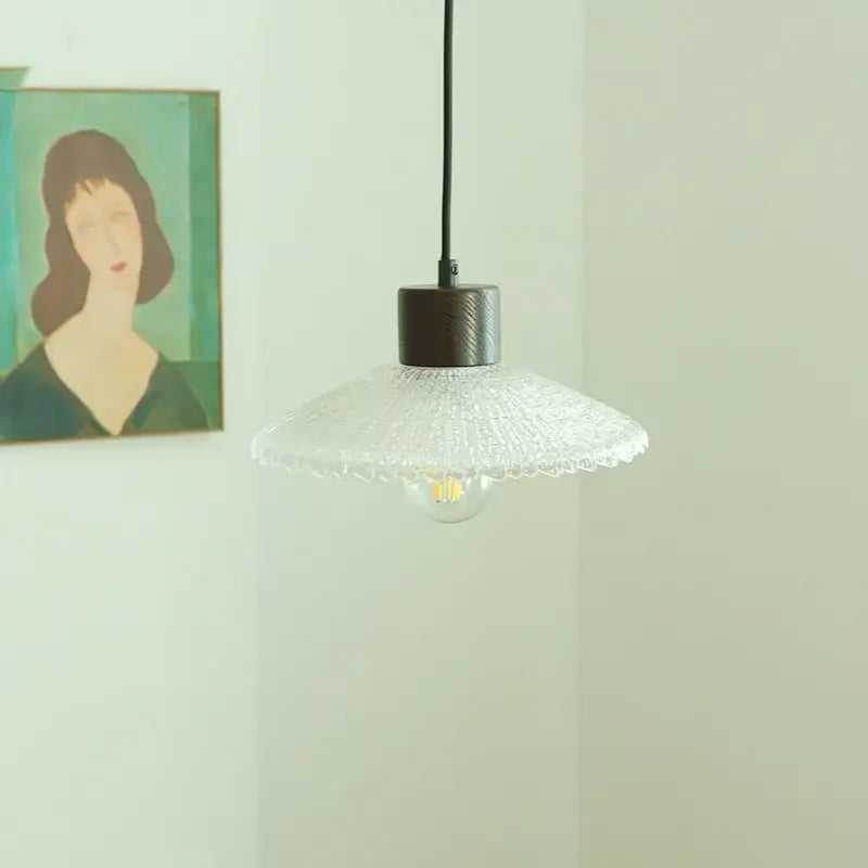 Textured frosted clear glass led pendant light kitchen hanging lamp