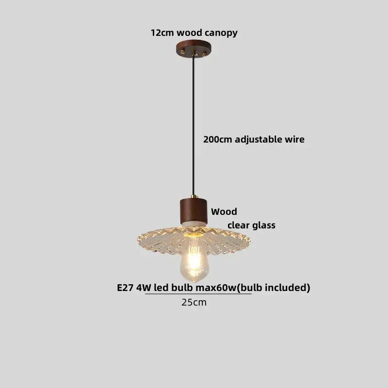 Textured frosted clear glass led pendant light kitchen hanging lamp