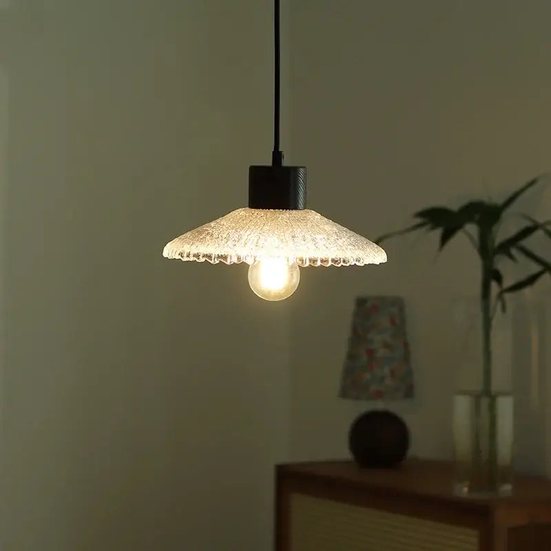 Textured frosted clear glass led pendant light kitchen hanging lamp