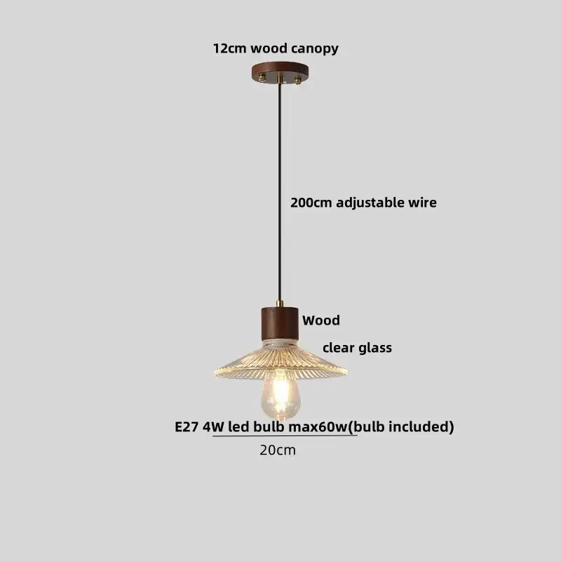 Textured frosted clear glass led pendant light kitchen hanging lamp