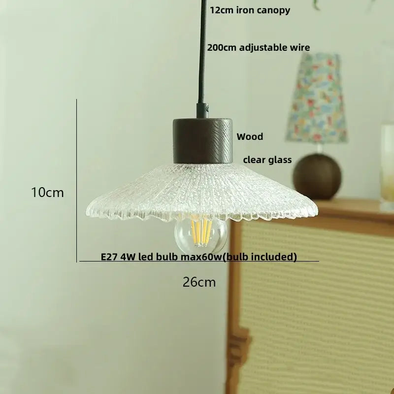 Textured frosted clear glass led pendant light kitchen hanging lamp