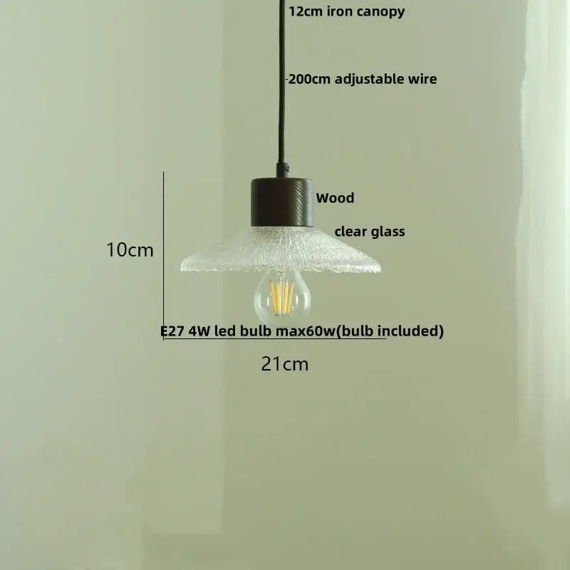 Textured frosted clear glass led pendant light kitchen hanging lamp
