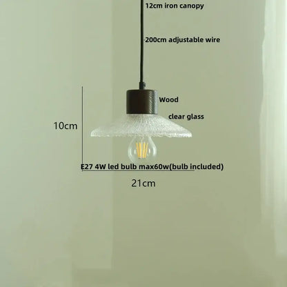Textured frosted clear glass led pendant light kitchen hanging lamp