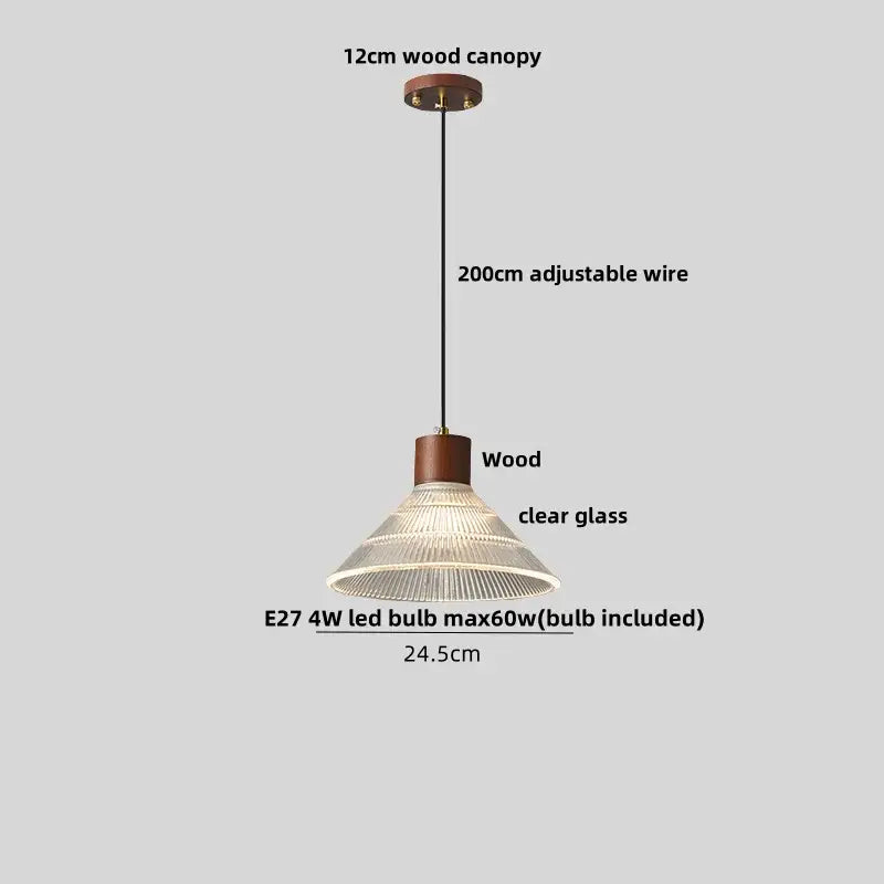 Textured frosted clear glass led pendant light kitchen hanging lamp