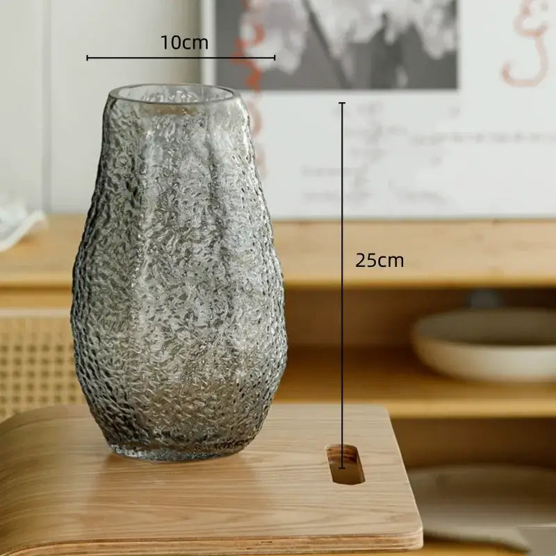 Textured frosted green transparent glass vase set living room decor