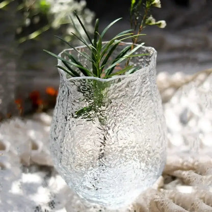 Textured frosted green transparent glass vase set living room decor