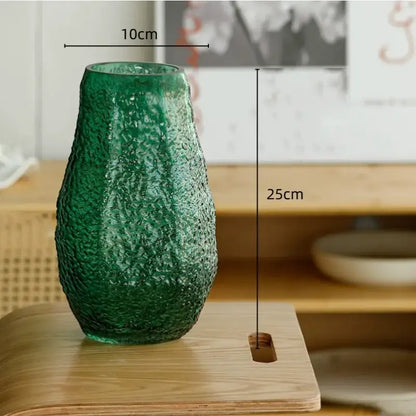 Textured frosted green transparent glass vase set living room decor