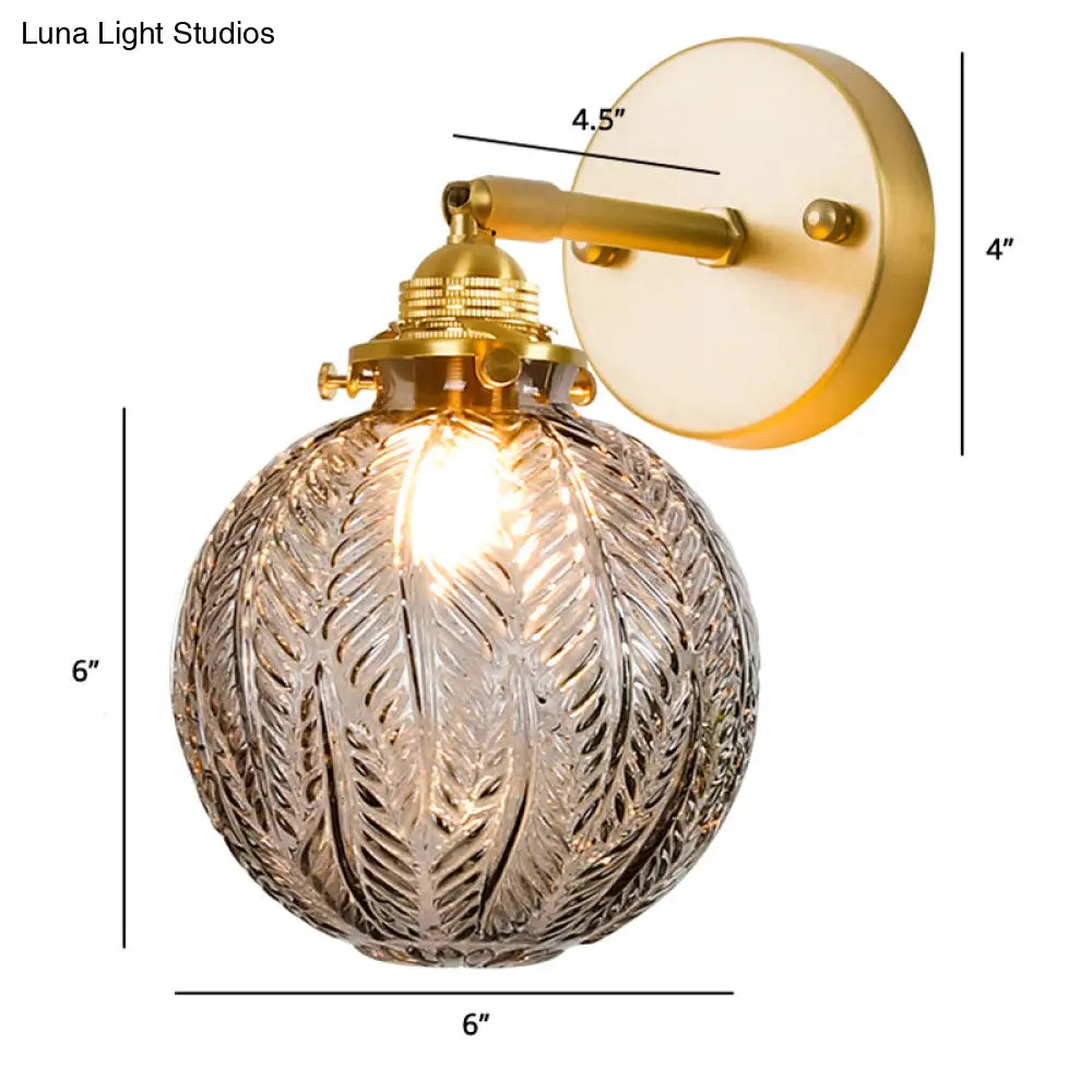 DecorBites™ Textured Glass Ball Wall Light with Elegant Gold Wall Mount and Adjustable Joint